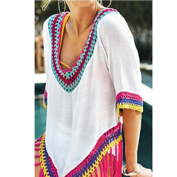 Cupshe Other - NWT Cupshe Rainbow Crochet Tassels Cover Up